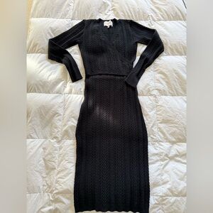 Chic Black Long Sleeve Knit Dress